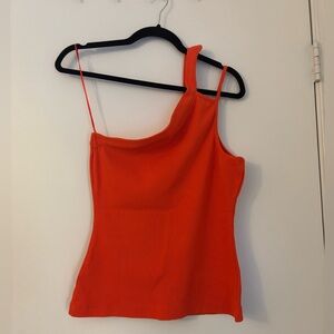 Like New! - Anthropologie/Maeve - One Shoulder Ribbed Orange Tank - Size M